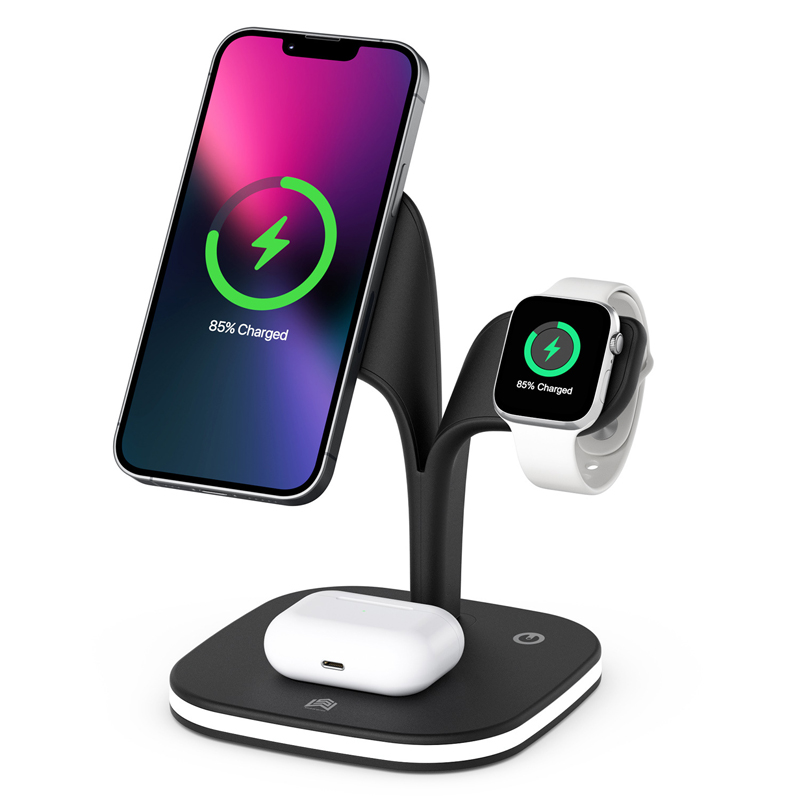New Magnetic Wireless Charger 3-in-1 Stand Adapter Phone Headset Watch Fast Charging
