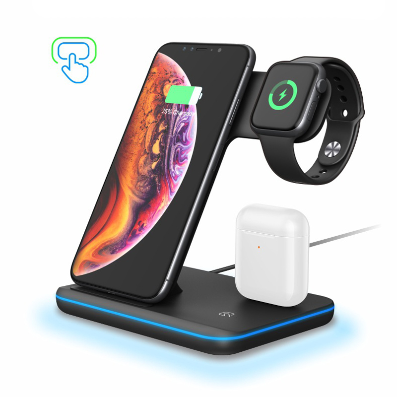 Folding 3 in 1 wireless charger 15W fast charging support QI for Apple 12 and headset watch