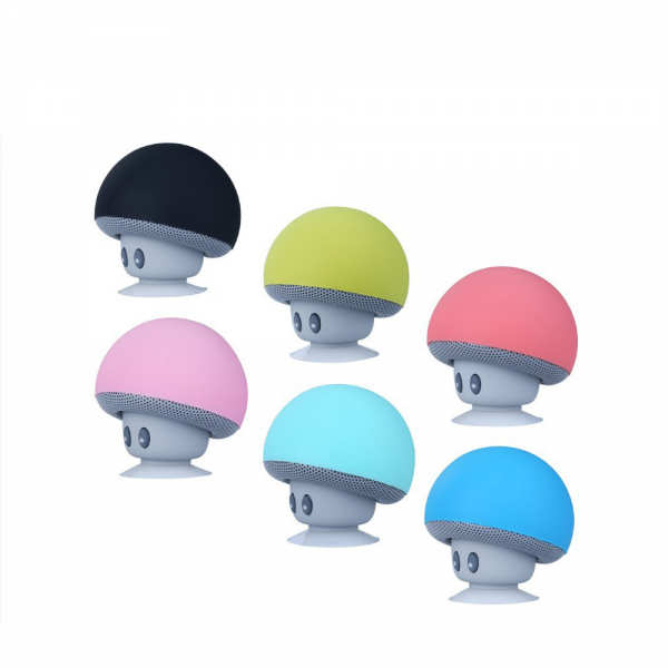 Mini Mushroom Shape Active Bathroom Splash Proof Wireless Bluetooth Speaker With Suction Cup For Phone Holder