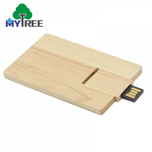 Wooden Ultra Slim Thin Credit Business Card Customized Logo Pattern Wood USB Memory Pendrive Flash Drive