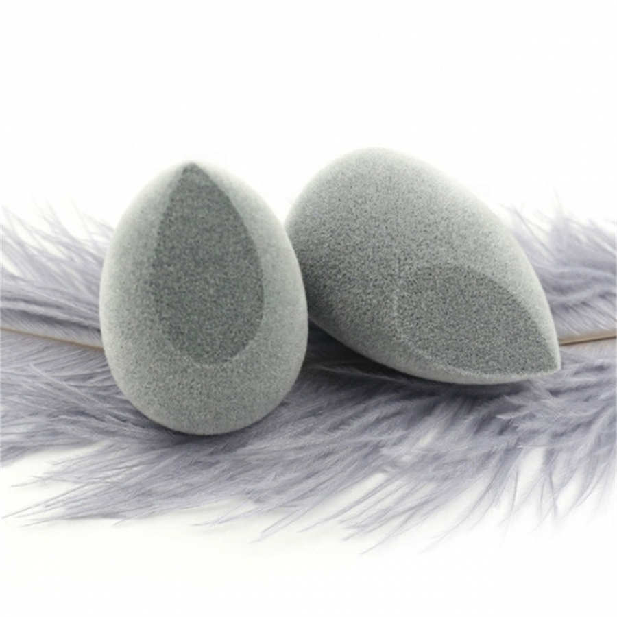High Quality Gray Color microfiber flocking Teardrop Gourd Drop Make-Up Makeup Sponges Material Make up Sponge with opp bag